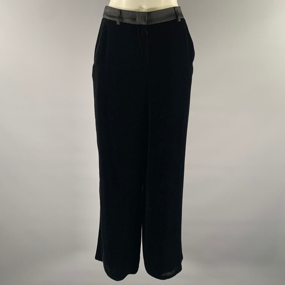 GIORGIO ARMANI Size 30 Black Velvet Wide Leg Dress Pants